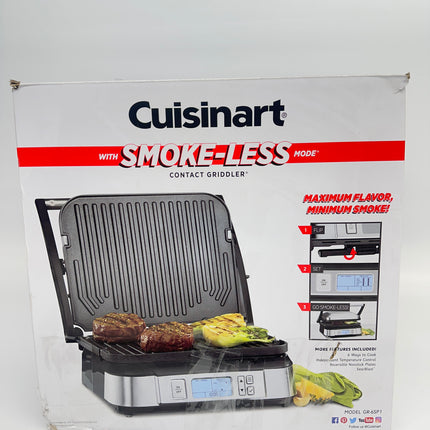 Cuisinart Smoke-Less Contact Griddler GR-6S - New Open Box, Slightly Broken Leg