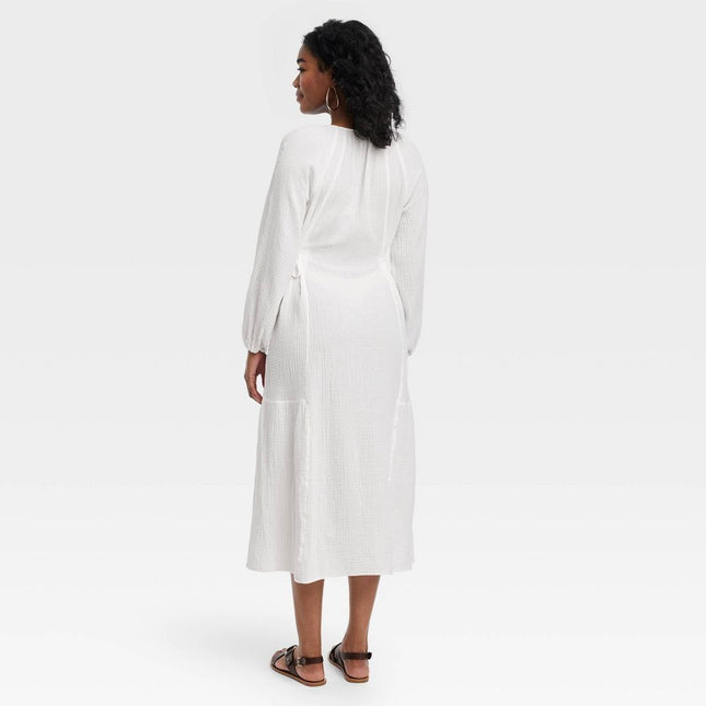 Universal Thread Women’s White Long-Sleeve Midi Dress, Size M, New