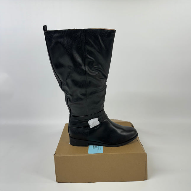 Journee Collection Women’s Black Wide Calf Knee-High Boots, Size 7.5, Open Box