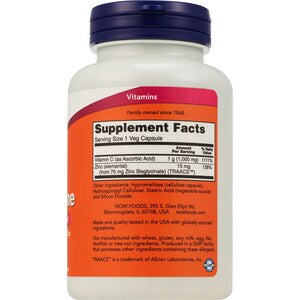 Now Foods Vitamin C-1000 with Zinc | 1,000 mg Vitamin C & 15 mg Zinc Bisglycinate for Immune Support Exp. 08/2028