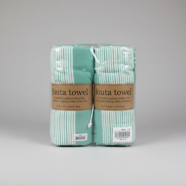 Turkish Inspired 100% Cotton Fouta Towel - 2 Pack Green