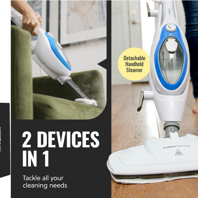 PurSteam 10-in-1 Steam Mop, Floor Steamer with Detachable Handheld Steam Cleaner - New Open Box