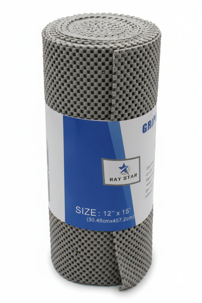 Rey Star Grey Shelf & Drawer Liner For Kitchen & Home, Durable Gripping - 12" x 180'