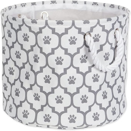 Storage basket with paw print pattern on a white background