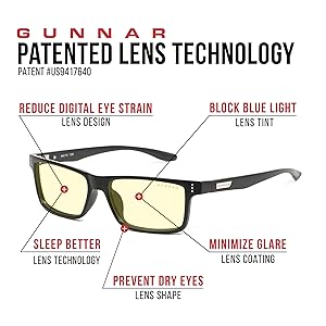 Gunnar Vertex Blue Light Blocking Computer & Reading Glasses Onyx Size 1.75 New