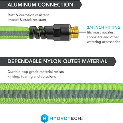 HydroTech FlatJacket 5/8" 50 ft Garden Hose with Patented Force Control Technology (Without the Box)