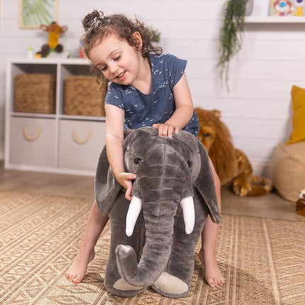 Melissa & Doug Giant Elephant - Open Box, Lifelike Stuffed Animal (over 3 feet long)