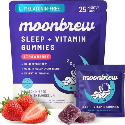 MoonBrew Natural Sleep & Vitamin Gummies for Adults - Melatonin-Free Sleep Aid Gummy with Magnesium