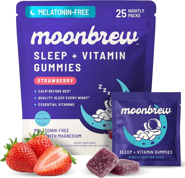 MoonBrew Natural Sleep & Vitamin Gummies for Adults - Melatonin-Free Sleep Aid Gummy with Magnesium
