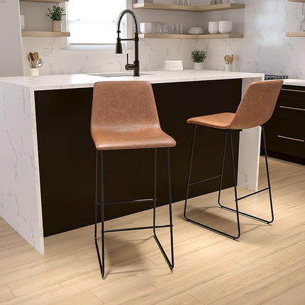 Flash Furniture Reagan 24" LeatherSoft Barstools Set of 2 Light Brown Open Box
