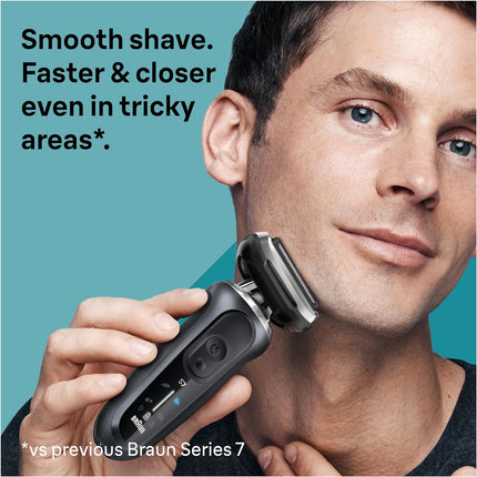 Braun Electric Shaver for Men, Series 7 7185cc, Wet & Dry Shave, Turbo & Gentle Shaving Modes, Waterproof Foil Shaver, Space Grey, Open Box