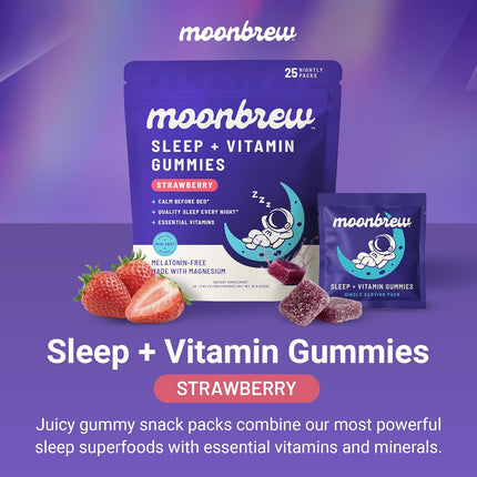 MoonBrew Natural Sleep & Vitamin Gummies for Adults - Melatonin-Free Sleep Aid Gummy with Magnesium