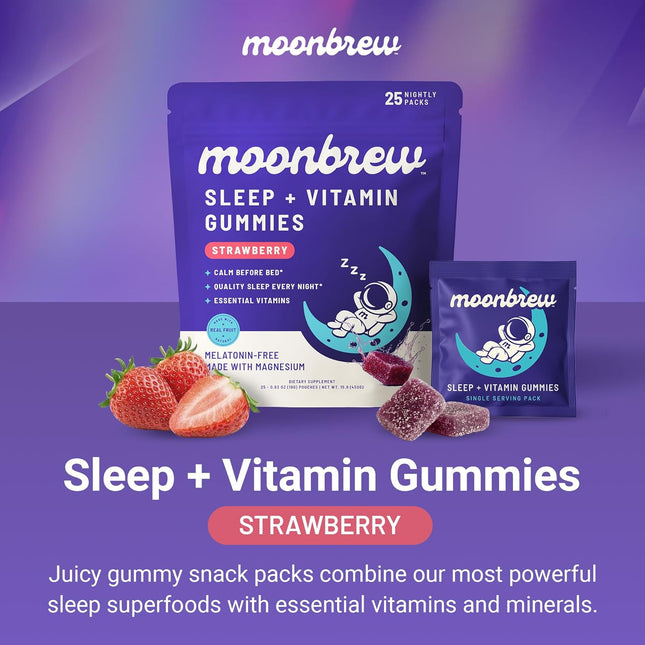 MoonBrew Natural Sleep & Vitamin Gummies for Adults - Melatonin-Free Sleep Aid Gummy with Magnesium