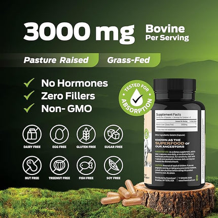 ForestLeaf Grass Fed Beef Liver Capsules, 3000mg Per Serving, Supports Immunity & Body Wellness