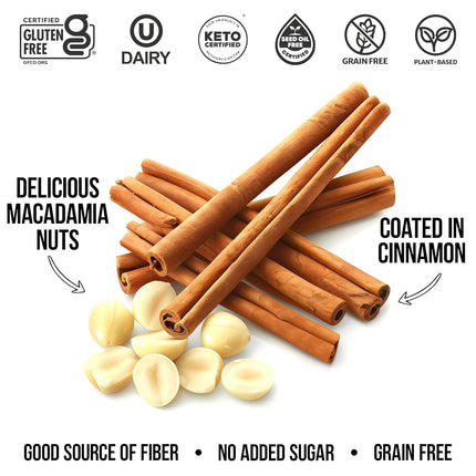 Cinnamon Macadamia Nut Bites - Keto Snacks, No Added Sugar, Gluten Free, Low Carb 0.85oz Bag (Pack of 18) New Exp 6/15/2025