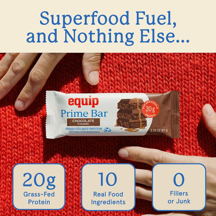 Equip Foods High Protein Prime Bars – Grass Fed Beef Protein, Collagen & Tallow 12 Count - Exp. 11/2026