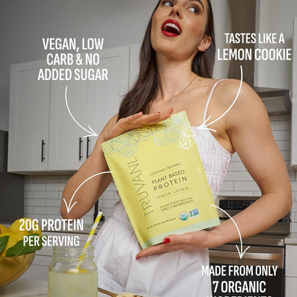 Truvani Vegan Pea Protein Powder | Lemon Cookie | 20g Organic Plant Based Protein | 20 Servings | Keto | Gluten & Dairy Free | Low Carb | No Added Sugar