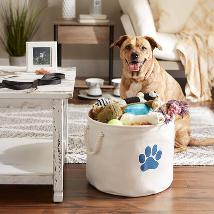 Bone Dry Pet Storage Collection Pet Storage Collapsible Bin, Medium Round, Off-White - 12x15x15