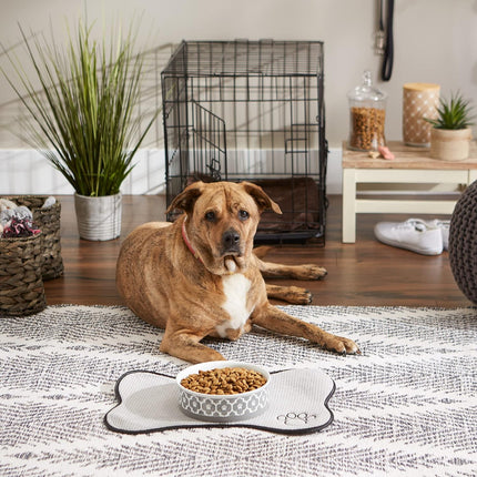 Bone Dry Lattice Collection Ceramic Pet Bowl Large Round - 7.5 x 7.5 x 2.4