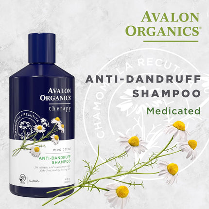 Avalon Organics Therapy Medicated Anti-Dandruff Shampoo for Soft, Flake-Free Hair 14 oz New