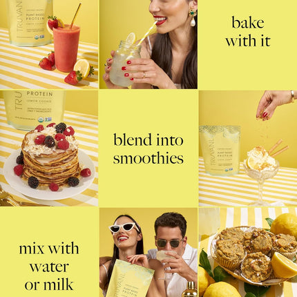 Truvani Vegan Pea Protein Powder | Lemon Cookie | 20g Organic Plant Based Protein | 20 Servings | Keto | Gluten & Dairy Free | Low Carb | No Added Sugar