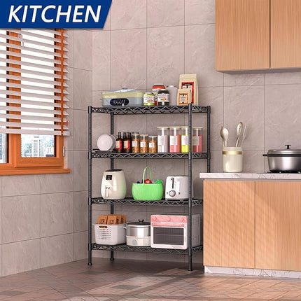 4-Shelf Adjustable Heavy Duty Storage Shelving Unit - New, Black
