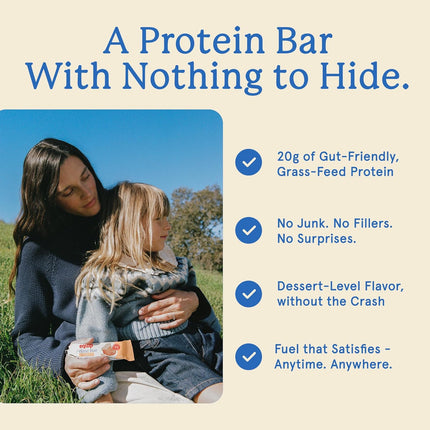 Equip Foods High Protein Prime Bars – Grass Fed Beef Protein, Collagen & Tallow – Gut Friendly - Mixed Berry 12 Count