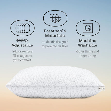 Coop Home Goods Original Adjustable Pillow, Queen Size Bed Pillow for Sleeping, Cross Cut Memory Foam, New