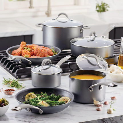 Circulon Elementum Hard Anodized 10-Piece Nonstick Cookware Set - Gray - Open Box