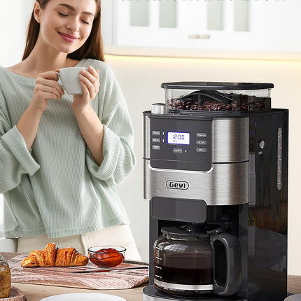 Gevi 10-Cup Programmable Grind & Brew Coffee Maker with Built-in Burr Grinder – New