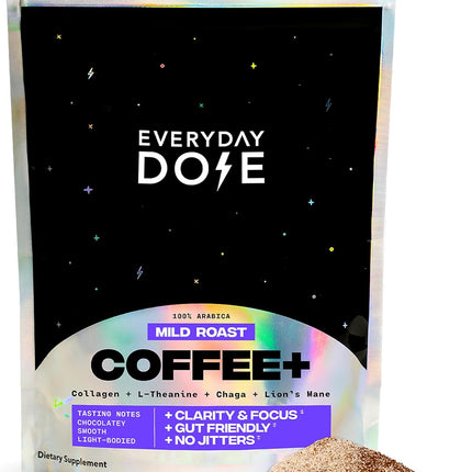 Everyday Dose Premium Adaptogenic Mushroom Coffee with Grass-Fed Collagen, Chaga, Lions Mane & L-Theanine for Better Focus, Energy, Digestion, Skin, and Immunity 30 Servings