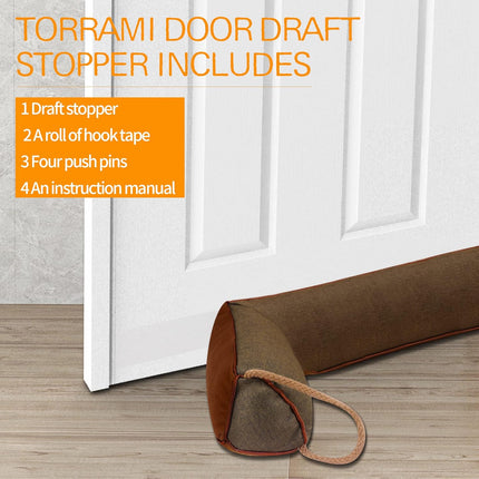 TORRAMI 30" Door Draft Stopper - Soundproof Draft Guard Seal for Doors and Windows, Triangle Coffee | New