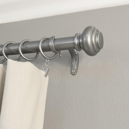 Decopolitan 1-Inch Urn Single Window Treatment Rod Set, 72-144 Inch - Antique Silver (Open Box)