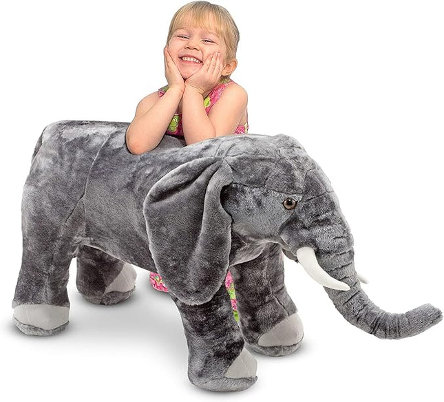 Melissa & Doug Giant Elephant - Open Box, Lifelike Stuffed Animal (over 3 feet long)
