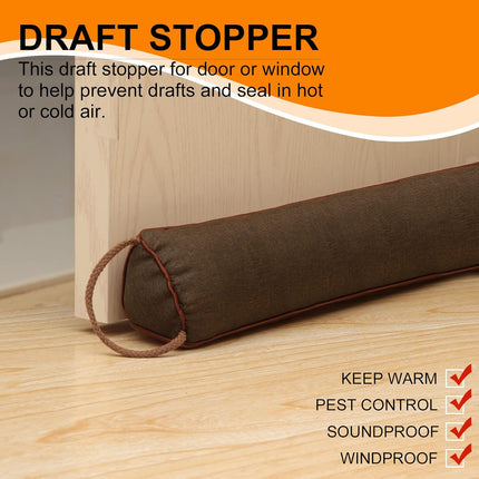 TORRAMI 30" Door Draft Stopper - Soundproof Draft Guard Seal for Doors and Windows, Triangle Coffee | New