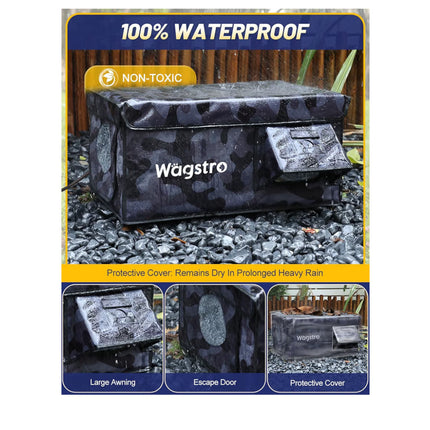 Heated Cat House for Outside, Waterproof Awning & Escape Door Heated Cat Houses for Indoor/Outdoor