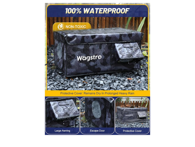 Heated Cat House for Outside, Waterproof Awning & Escape Door Heated Cat Houses for Indoor/Outdoor
