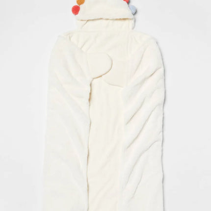 Pillowfort Pom Pom Hooded Blanket With Built-In Hand Mitts Kids