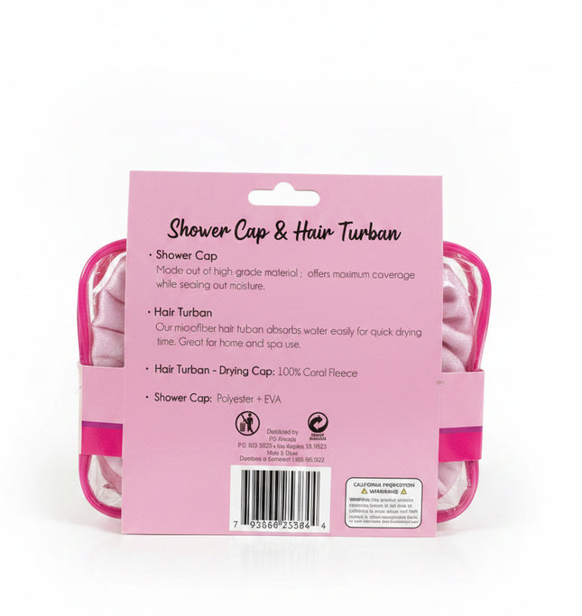 Spa Time Shower Cap & Hair Turban Set