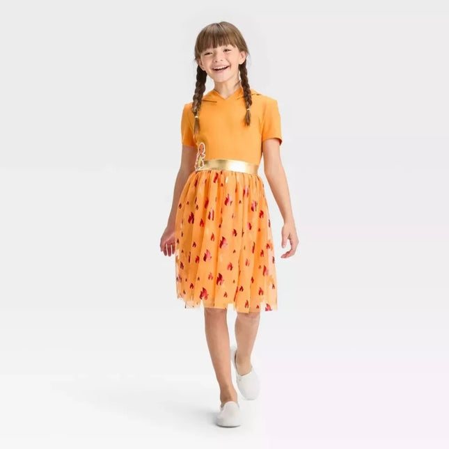 Pokémon Girl’s Hooded Orange Dress L (10-12) New with Tags