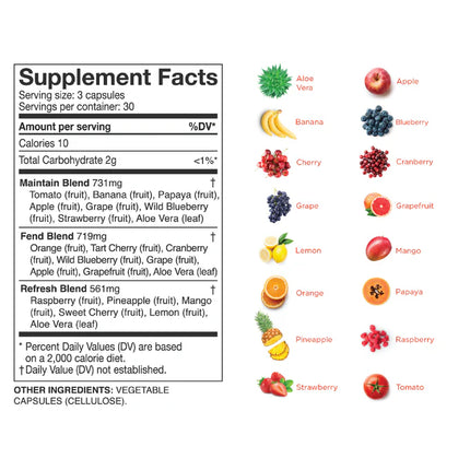 Balance of Nature Fruits & Veggies Supplements - Whole Fruit and Vegetable Ingredients - 90 Fruits Capsules, 90 Veggies Capsules.