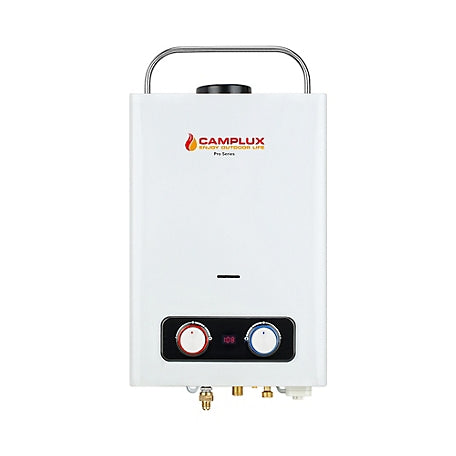 Camplux Pro Series 1.58 GPM 41,000 BTU Outdoor Portable Propane Tankless Water Heater, White, Open Box