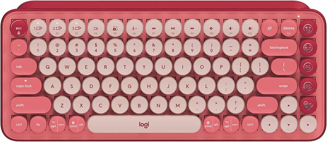 Logitech POP Keys Mechanical Wireless Keyboard with Customizable Emoji Keys, Durable Compact Design, Bluetooth - Heartbreak Rose