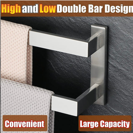 Alise Bath Double Towel Bar, Brushed Nickel, 20 Inch - Wall Mount Towel Holder for Bathroom