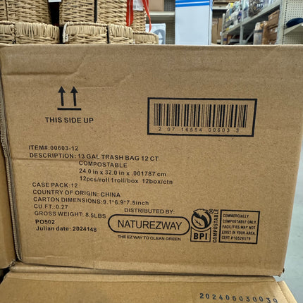 Naturezway 13 Gallon Trash Bags - 12 Rolls of 12 - 144 Total Bags