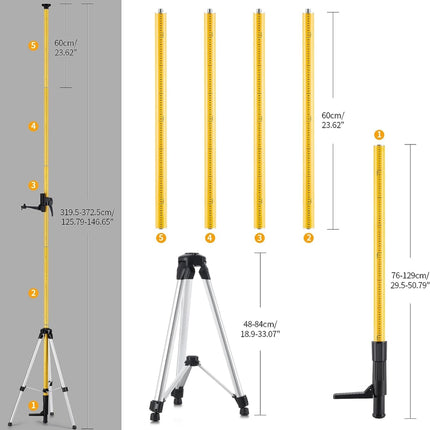 Firecore 12 Ft./3.7M Professional Laser Level Pole with Tripod - New Open Box