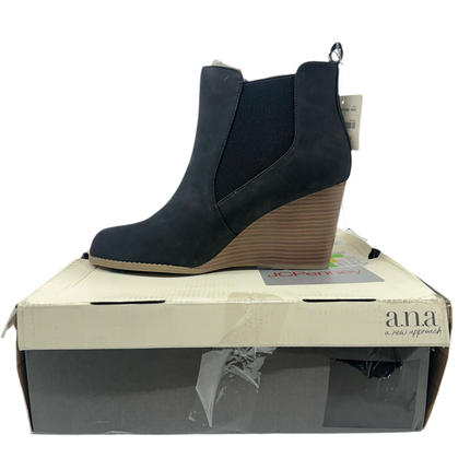 A.n.a Women’s Black Wedge Booties, Size 9.5 Wide, Open Box