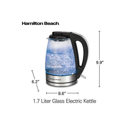 Open Box Hamilton Beach 1.7L Illuminated Glass Kettle - 40869