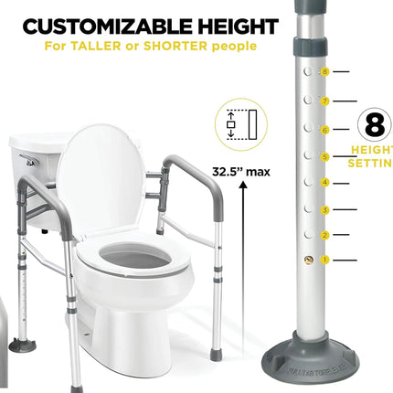 Medical King Toilet Safety Rail - Adjustable Detachable Frame with Handles for Elderly and Handicapped - New With Imperfections