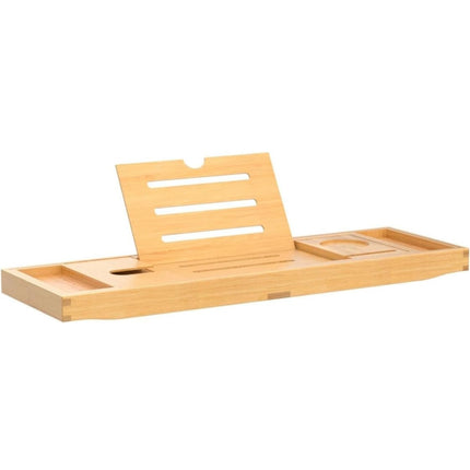 Deep Calm Bamboo Bathtub Tray Caddy, Expandable Bath Table with Holders for Accessories - New Open Box